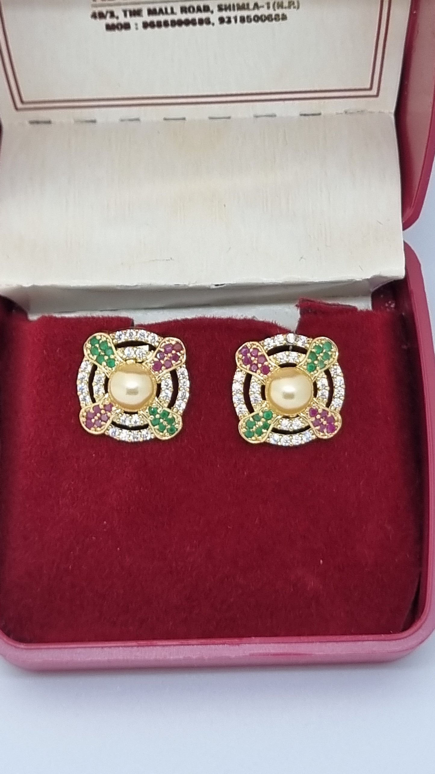92.5 Sterling Silver Multicolor Floral Stud Earrings