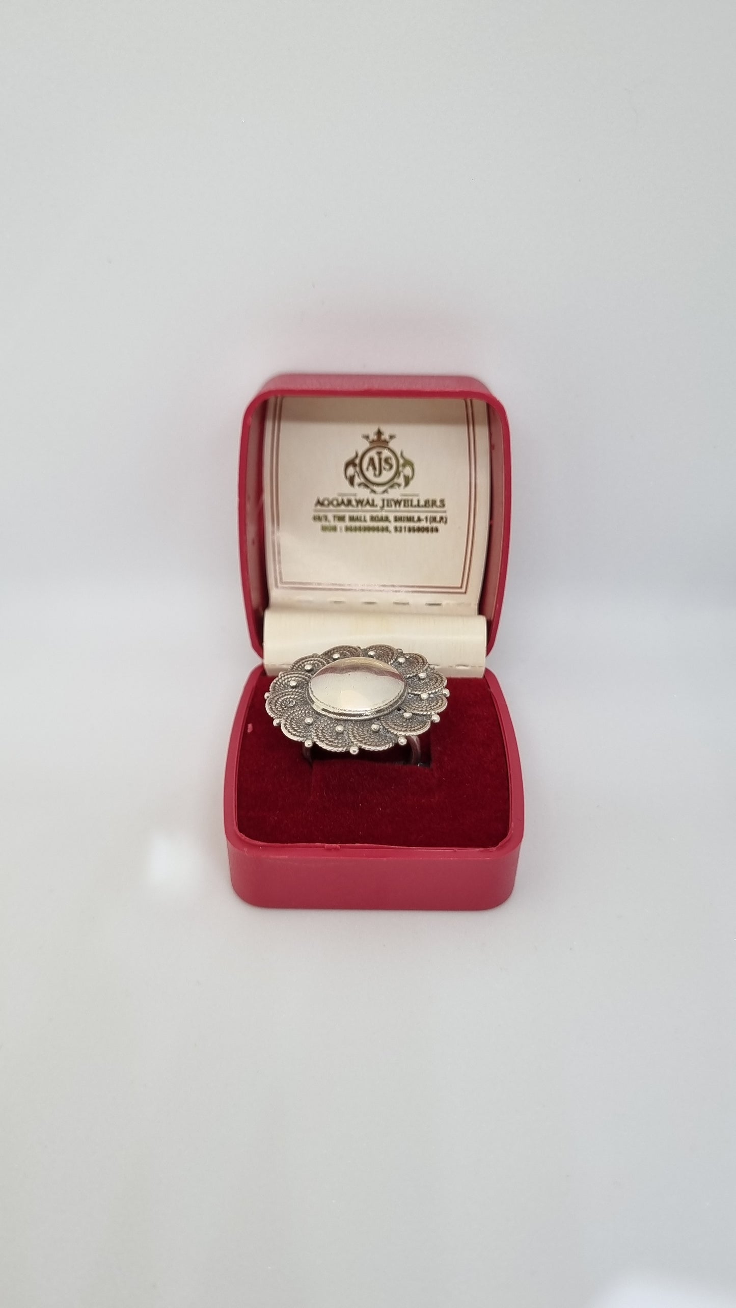 92.5 Sterling Silver Ornate Floral Dome Ring