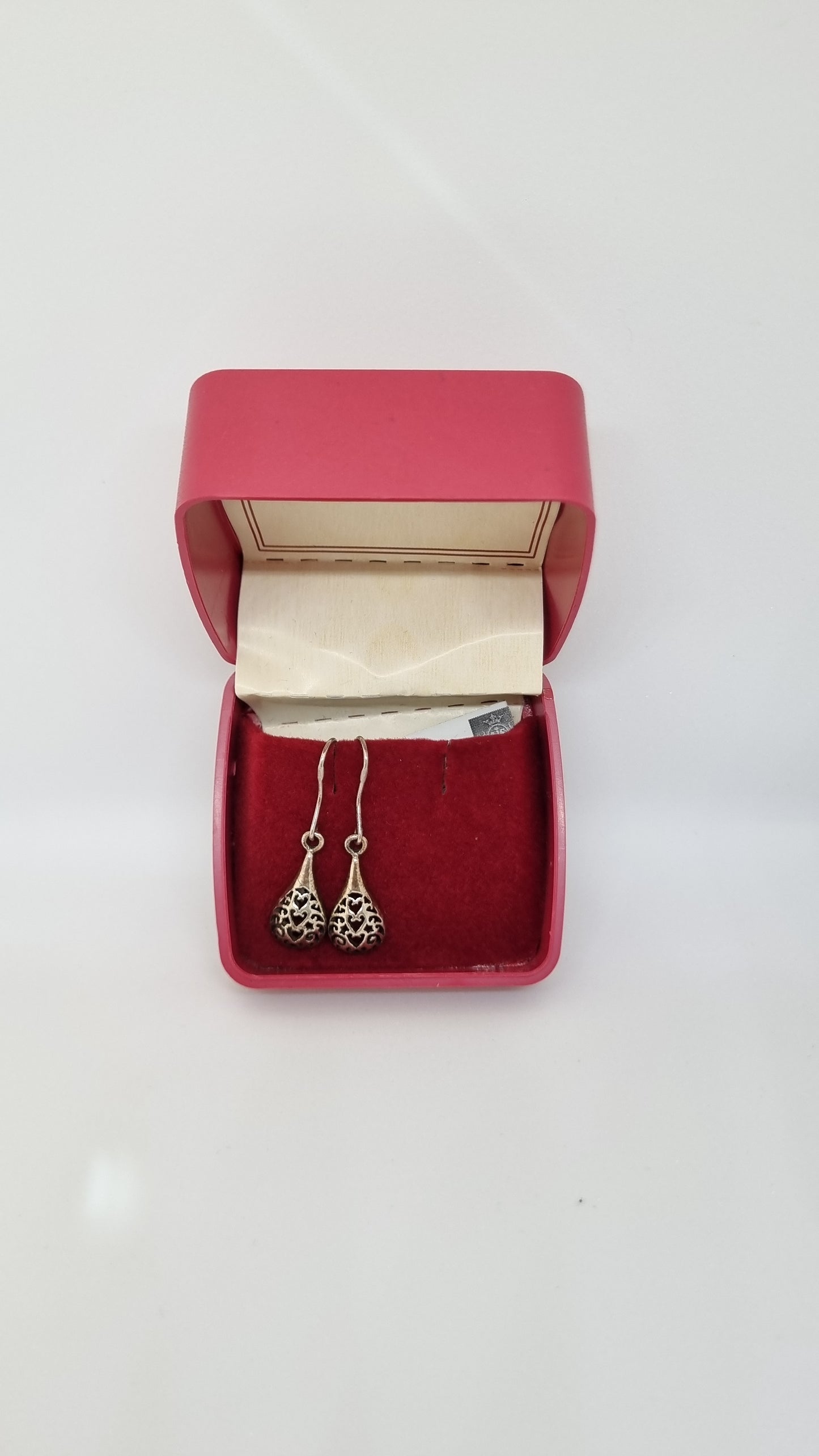 Oxidized 92.5 Sterling Silver Vintage Teardrop Filigree Dangle Earrings