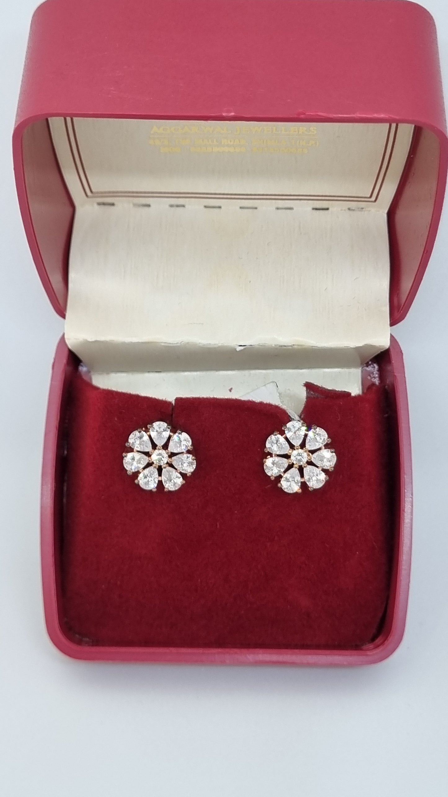 92.5 Sterling Silver Floral Cluster Stud Earrings