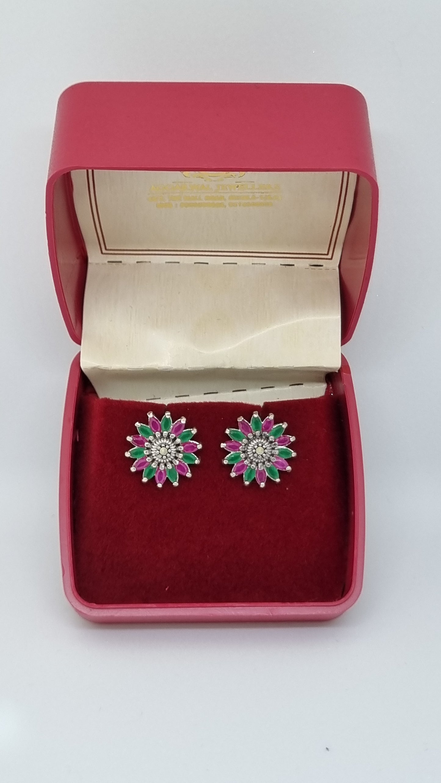 92.5 Sterling Silver Floral Cluster Stud Earrings
