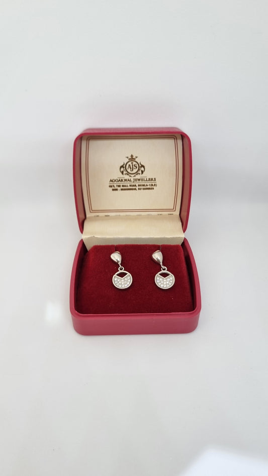 92.5 Sterling Silver Minimalist Drop Earrings with Zirconia Accents