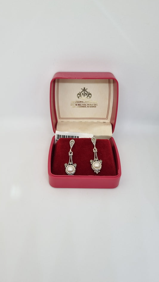 92.5 Sterling Silver Vintage-Inspired Pearl Drop Earrings