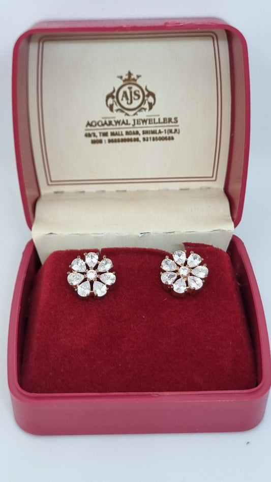92.5 Sterling Silver Floral Cluster Stud Earrings