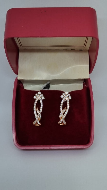 92.5 Sterling Silver Drop Earrings with Zirconia Accents